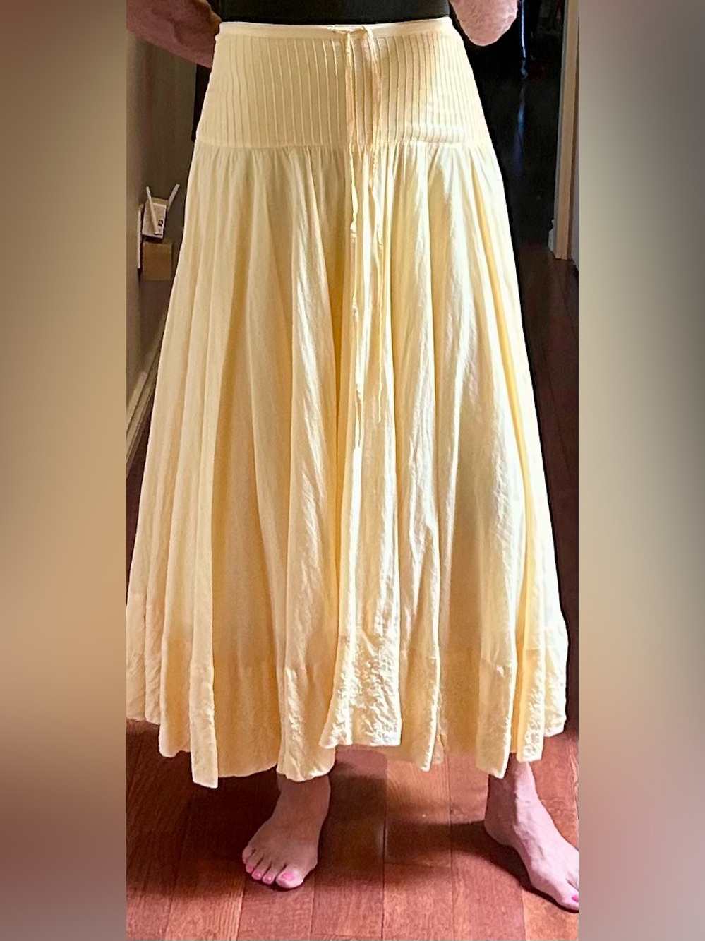 Vintage Joie 100%Cotton Yellow Embroidered Maxi Skirt - Picture 10 of 10